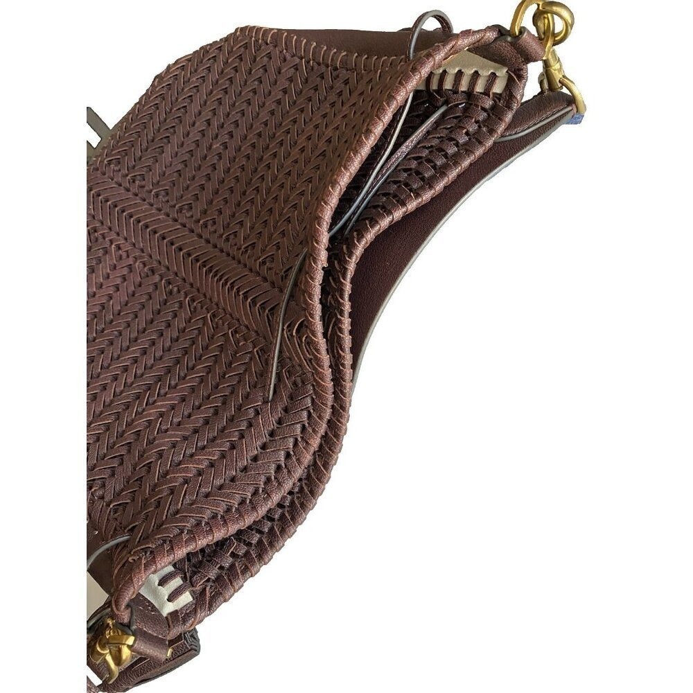 Anya Hindmarch Neeson Leather Woven Bucket Bag Rosewood Brown Tassel - Picture 15 of 17